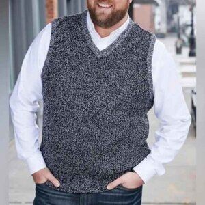 Kingsize Sweater Vest Black/White Knit 3XL